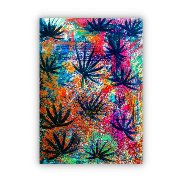 an artwork of vibrant colourful abstract flowers