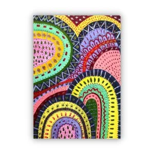 abstract painting for colourful rainbows and shapes