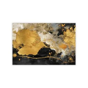 black and gold abstract artwork on canvas print