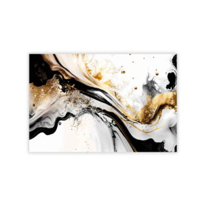 canvas print of abstract design with black grey and gold colours