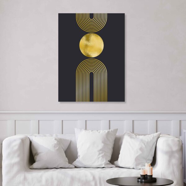 black and gold abstract artwork on canvas print