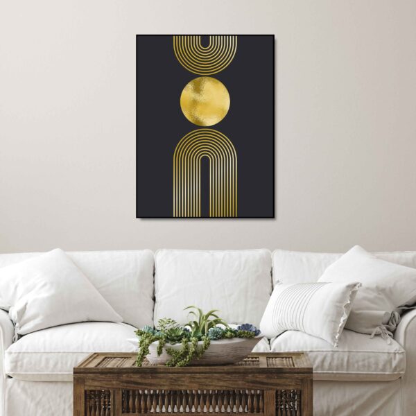 black and gold abstract artwork on canvas print