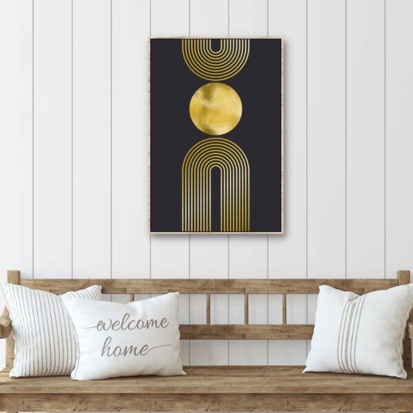 black and gold abstract artwork on canvas print