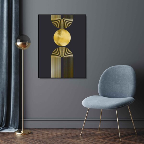 black and gold abstract artwork on canvas print