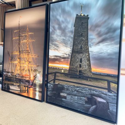 custom canvas print boat and tower photography